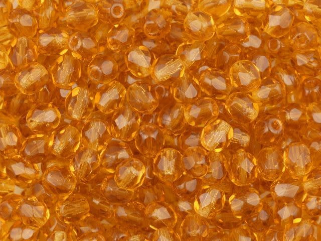 Czech Fire-Polish Bead 4mm Madeira Topaz (50pc strand) by Starman