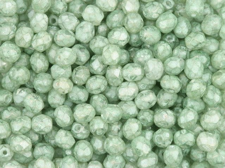 Czech Fire-Polish Bead 4mm Stone Green Luster (50pc strand) by Starman