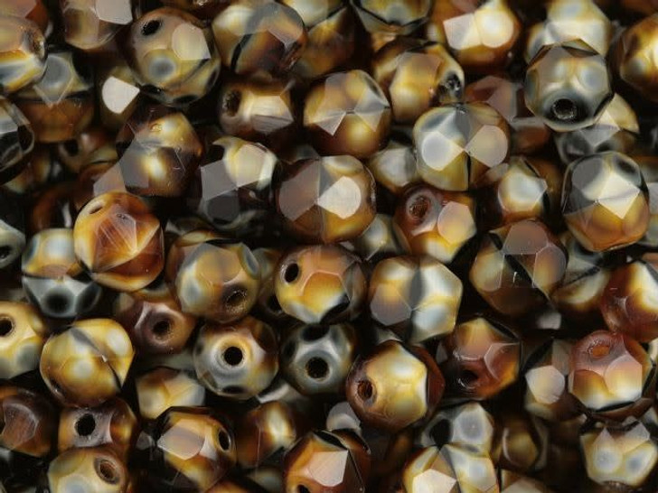 Czech Fire-Polish Bead 6mm Brown Tiger's Eye (25pc Strand) by Starman