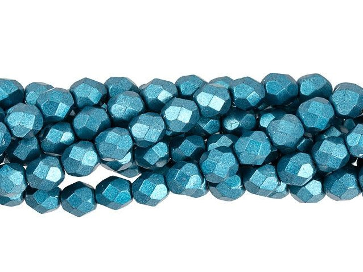 Czech Fire-Polish Bead 6mm ColorTrends Saturated Metallic Quetzal Green (25pc Strand) by Starman