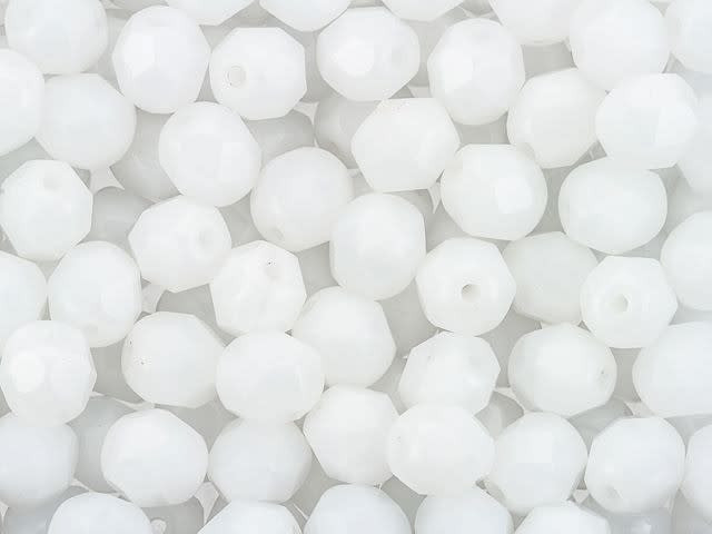Czech Fire-Polish Bead 6mm Opaque White (25pc Strand) by Starman