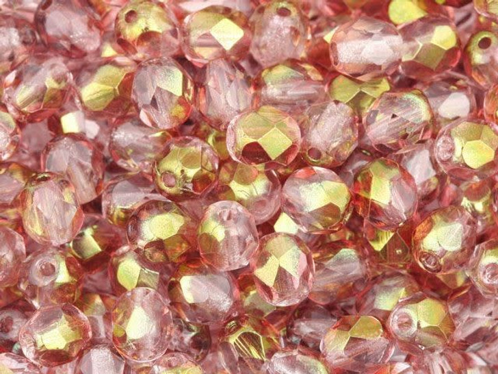 Czech Fire-Polish Bead 6mm Pale Pink Luster (25pc Strand) by Starman