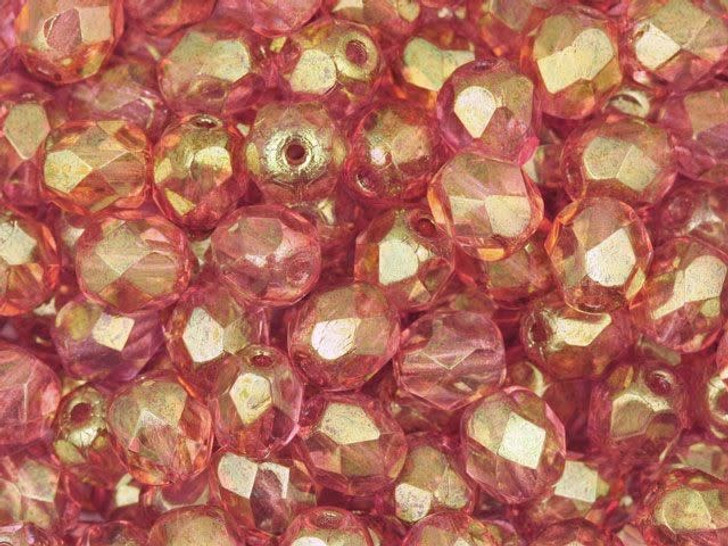 Czech Fire-Polish Bead 6mm Pink Luster (25pc Strand) by Starman