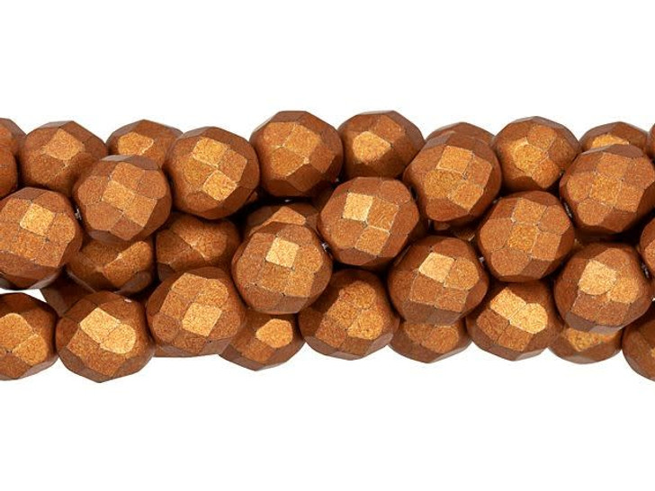 Czech Fire-Polish Bead 8mm ColorTrends Saturated Metallic Russet Orange (25pc Strand) by Starman