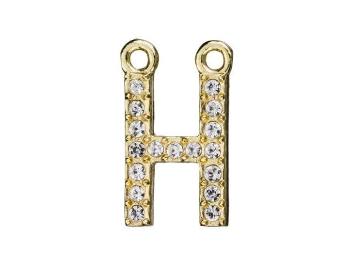 Gold Finish Letter H Pendant with 2 Rings (12.5mm)