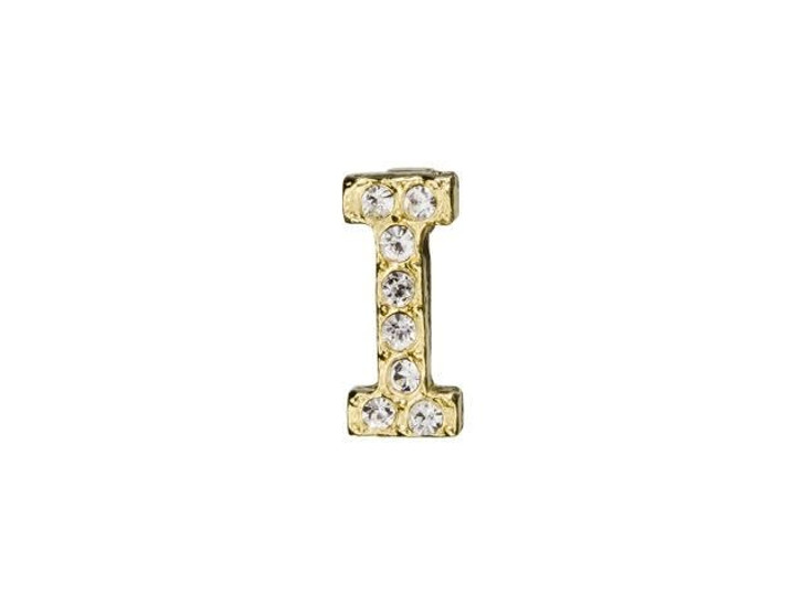 Gold Finish Letter I Pendant with Tube Bail (7mm)
