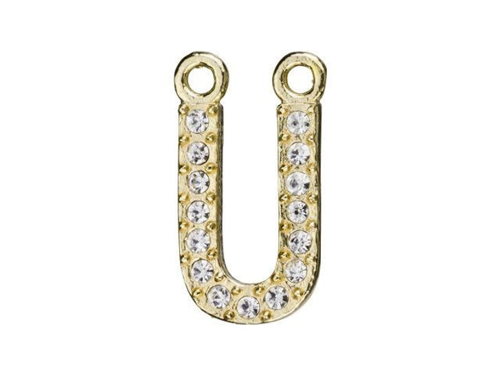 Gold Finish Letter U Pendant with 2 Rings (12.5mm)