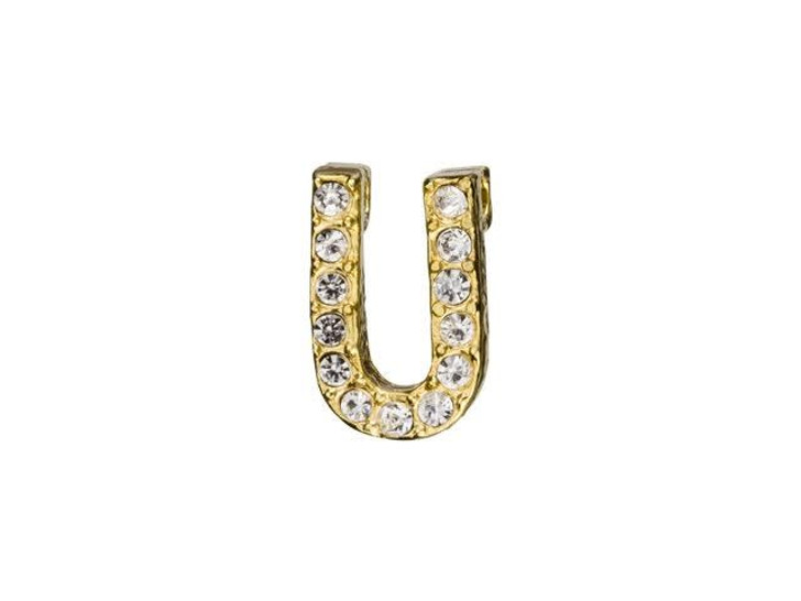 Gold Finish Letter U Pendant with Tube Bail (7mm)