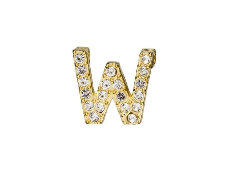 Gold Finish Letter W Pendant with Tube Bail (7mm)