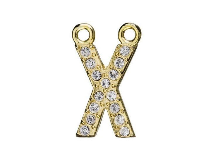 Gold Finish Letter X Pendant with 2 Rings (12.5mm)