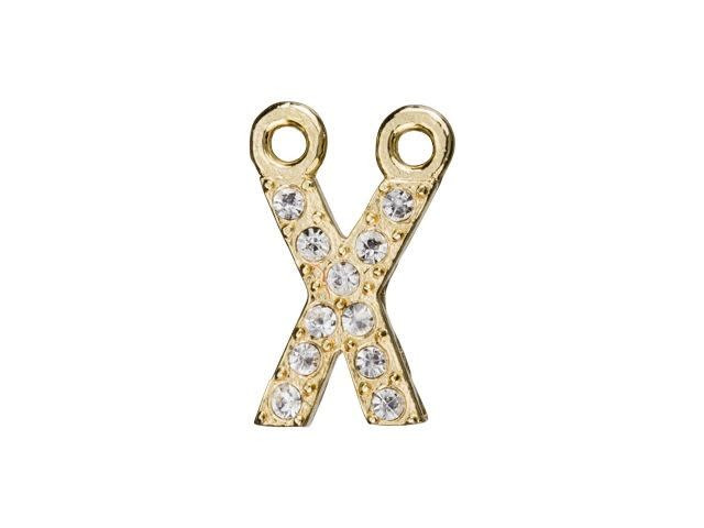 Gold Finish Letter X Pendant with 2 Rings (7mm)