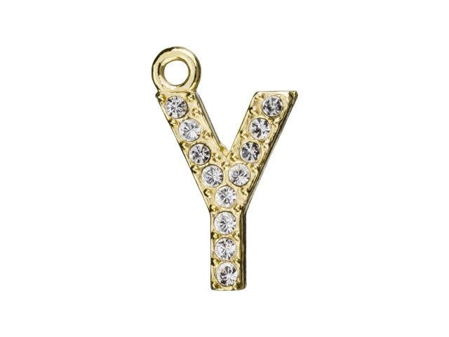 Gold Finish Letter Y Pendant with Ring (12.5mm)