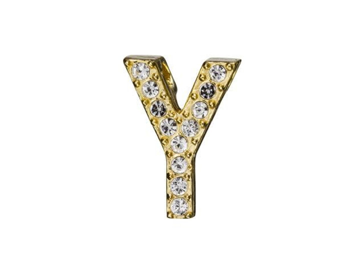 Gold Finish Letter Y Pendant with Tube Bail (12.5mm)