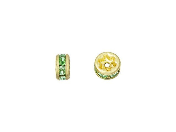 Gold-Plated 4.5mm Peridot Rhinestone Rondelle Spacer Bead Gold-Plated 4.5mm Peridot Rhinestone Rondelle Spacer Bead