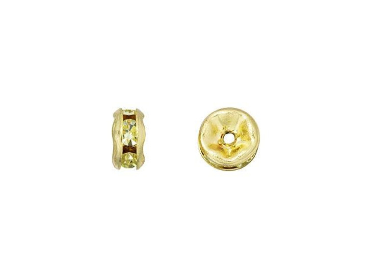 Gold-Plated 5mm Jonquil Rhinestone Rondelle Spacer Bead Gold-Plated 5mm Jonquil Rhinestone Rondelle Spacer Bead