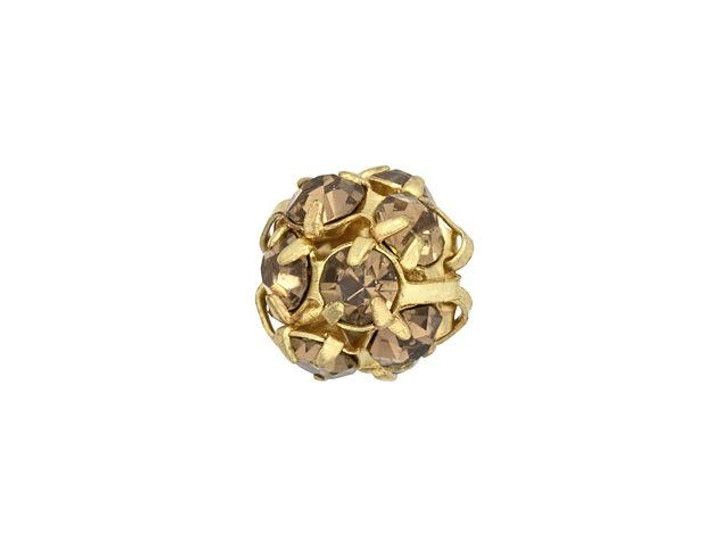 Gold-Plated 8mm Smoky Topaz Rhinestone Ball Bead Gold-Plated 8mm Smoky Topaz Rhinestone Ball Bead