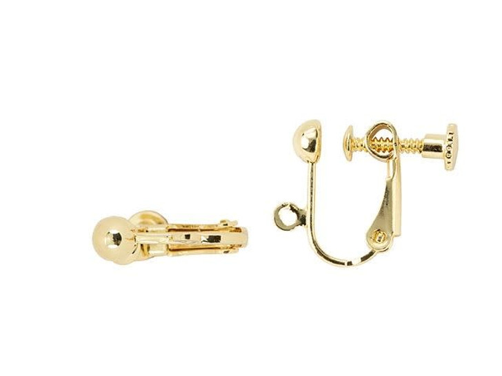 Gold-Plated Brass Screw-Back Earring with Loop (1 Pair)