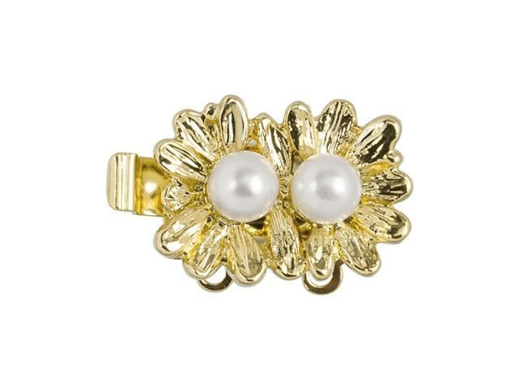 Gold-Plated Double Daisy Clasp with Pearls