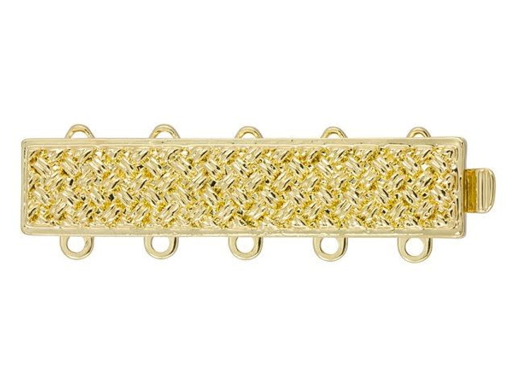Gold-Plated Rectangle Clasp, 32x7mm with 5 Rings