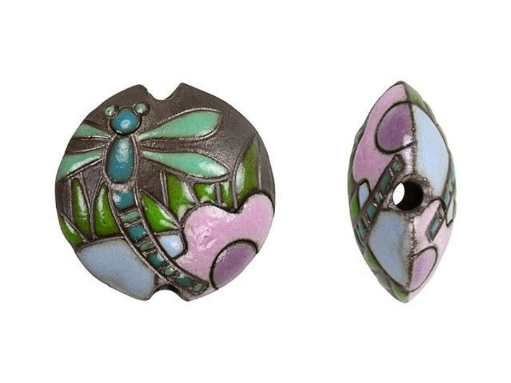 Golem Design Studio Stoneware Lentil Bead - Dark Dragonfly