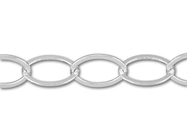 12x9mm Silver-Plated Oval Chain by the Foot