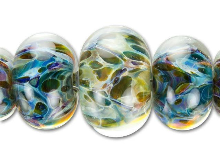 Grace Lampwork Multi-Color Swirled Graduated Roundel Bead (5 pcs) Strand