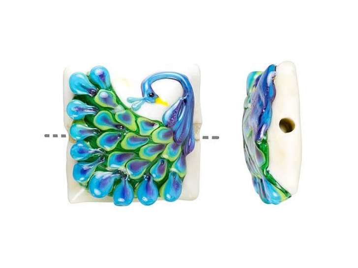 Grace Lampwork Pretty Peacock Pillow Focal Bead