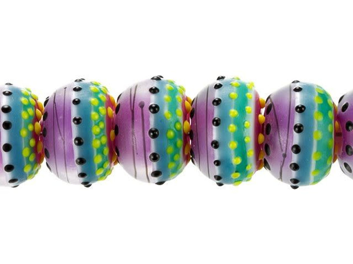 Grace Lampwork Rio de Janeiro Matte Roundel Bead Strand (7 pcs)