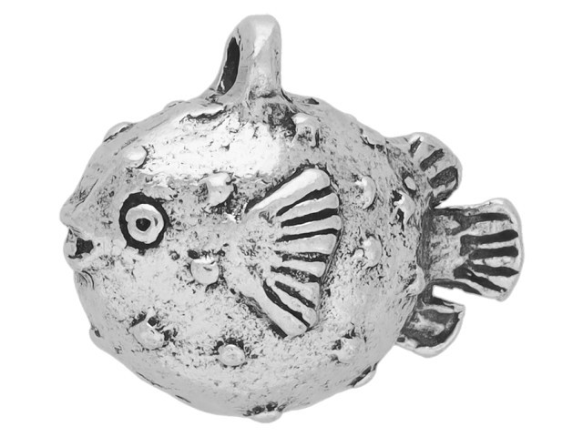 Green Girl Studios Pewter Baby Puffer Fish Charm