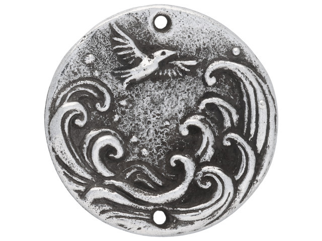 Green Girl Studios Pewter Bird in Wave Round Link
