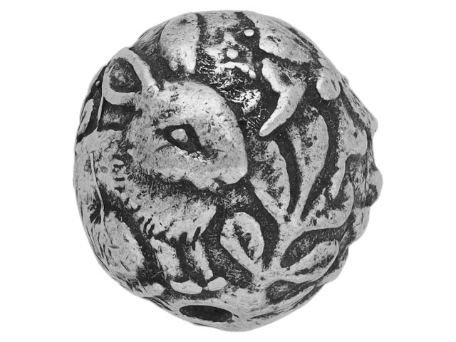 Green Girl Studios Pewter Woodland Scene Owl Bead