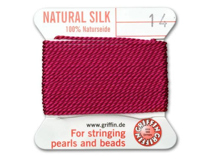 Griffin Bead Cord 100% Silk - No. 14 (1.02mm) Garnet Griffin Bead Cord 100% Silk - No. 14 (1.02mm) Garnet