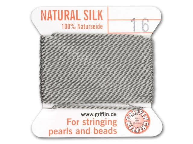Griffin Bead Cord 100% Silk - No. 16 (1.05mm) Grey
