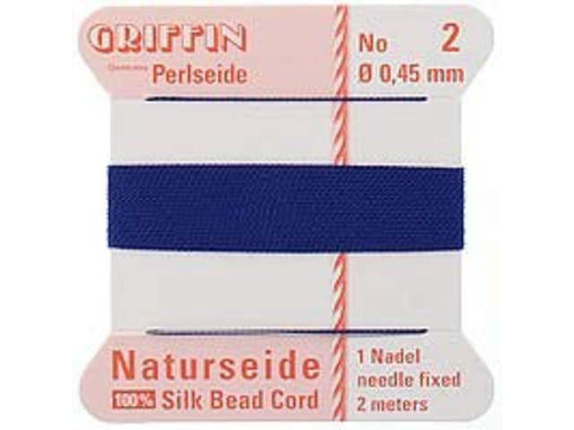 Griffin Bead Cord 100% Silk - No. 2 (0.45mm) Dark Blue