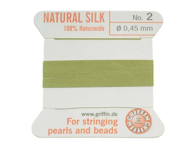 Griffin Bead Cord 100% Silk - No. 2 (0.45mm) Jade Green