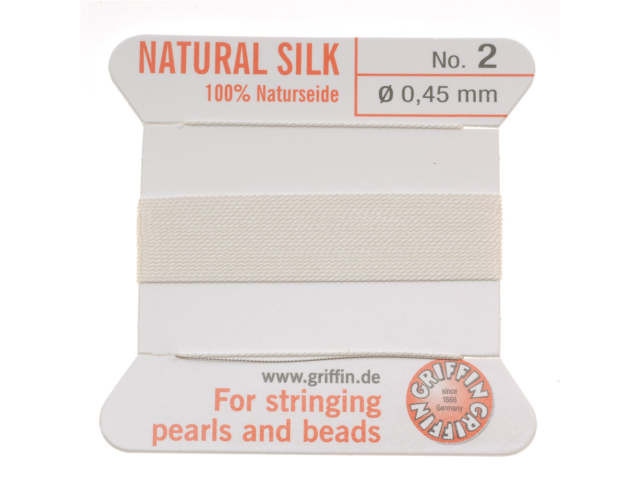 Griffin Bead Cord 100% Silk - No. 2 (0.45mm) White