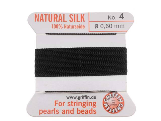 Griffin Bead Cord 100% Silk - No. 4 (0.60mm) Black