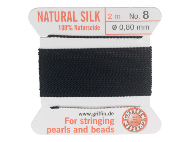 Griffin Bead Cord 100% Silk - No. 8 (0.80mm) Black