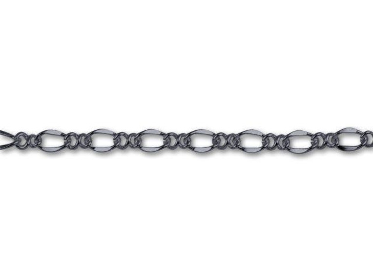Gunmetal-Plated Figaro Chain by the Foot