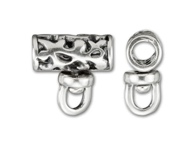 JBB 12mm Antique Silver-Plated Pewter Cut-Out Swivel Tube Bail