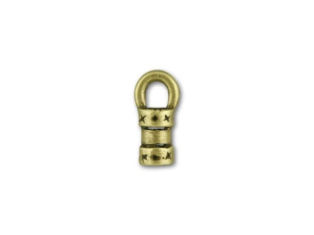 JBB 2mm Antique Brass Fancy Crimp End Cap with Loop