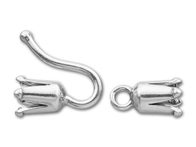 silverアクセサリーSET JBB 3mm Sterling Silver Hook & Eye Crimp Clasp Set