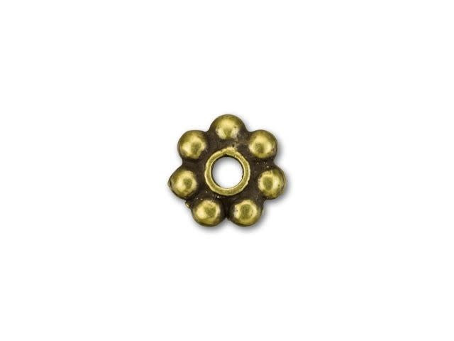 JBB 4mm Antique Brass-Plated Pewter Daisy Spacer Bead