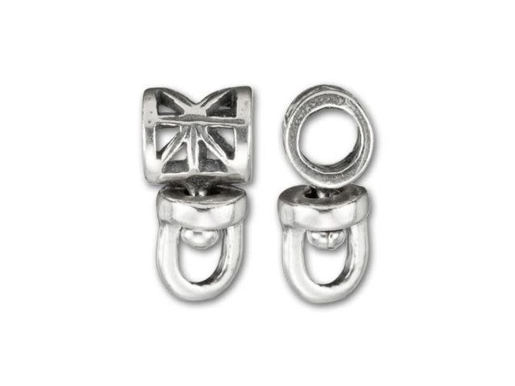 JBB 6mm Antique Silver-Plated Pewter Cut-Out Swivel Tube Bail JBB 6mm Antique Silver-Plated Pewter Cut-Out Swivel Tube Bail