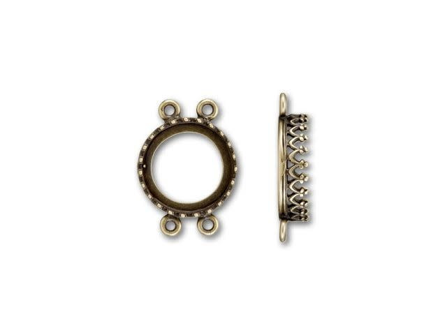 JBB Antique Brass 2-Strand Round Crown Bezel Link