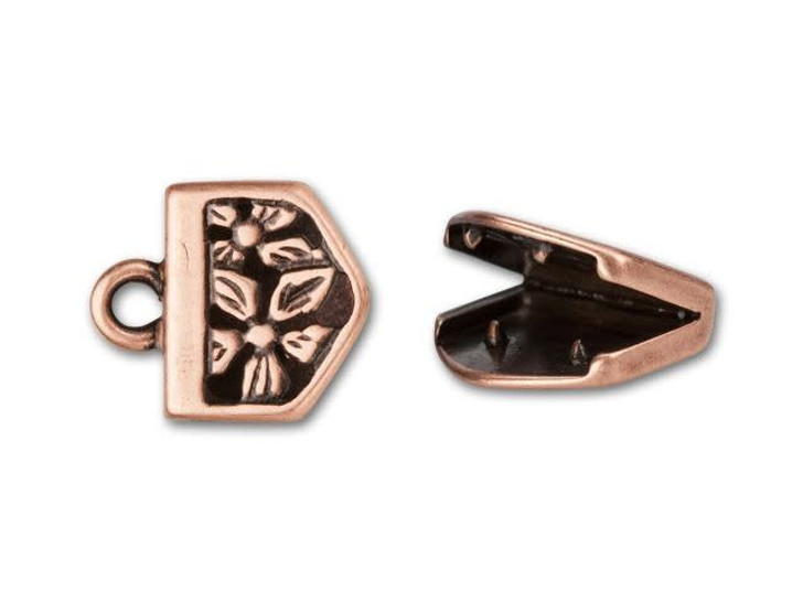 JBB Antique Copper-Plated Brass Flower Pinch End Cap