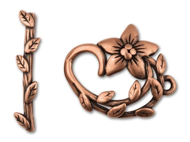 JBB Antique Copper-Plated Pewter Star-Shaped Flower Toggle Clasp
