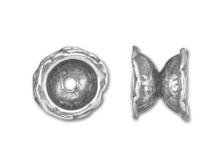 JBB Antique Silver-Plated Pewter Double Sided Textured Bead Cap JBB Antique Silver-Plated Pewter Double Sided Textured Bead Cap