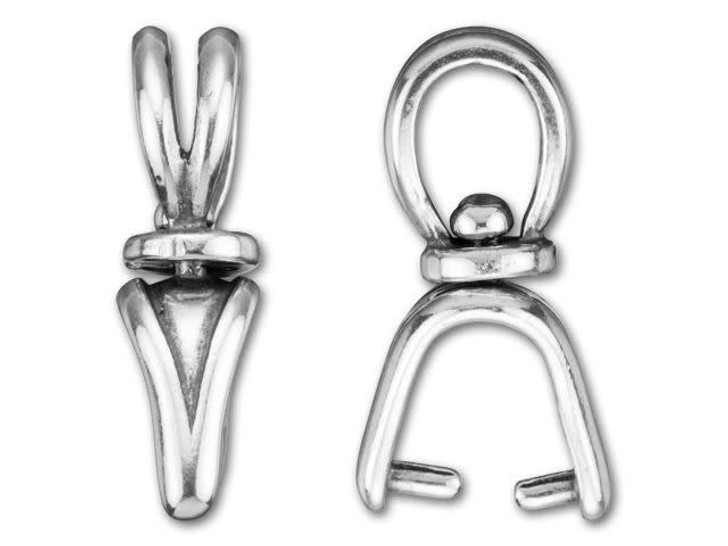 JBB Antique Silver-Plated Pewter Plain Swivel Pinch Bail