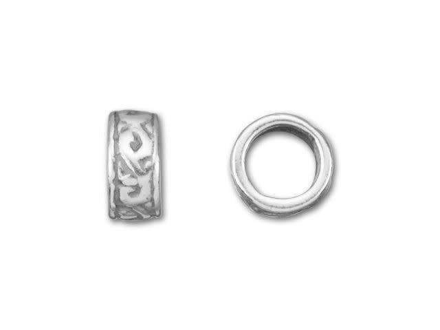 JBB Antique Silver-Plated Pewter Scalloped Ring Bead with Large Hole